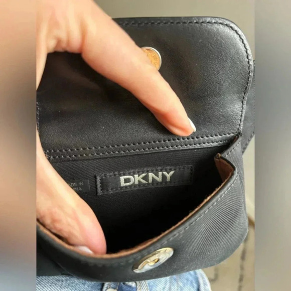 DKNY Black Leather Sling Back Bag - Picture 6 of 10